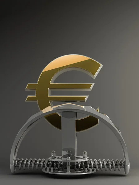 Symbol euro w pułapkę 3d — Zdjęcie stockowe