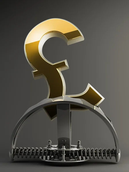 British pound symbol in the trap 3d. high resolution — Stock Photo, Image