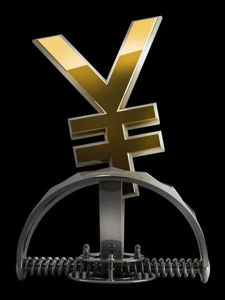 Japanese yen symbol in the trap 3d. high resolution — Stock Photo, Image