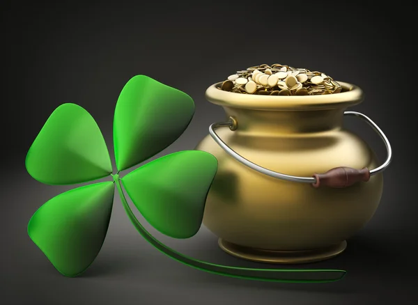 Golden pot full of gold coins — Stock Photo, Image