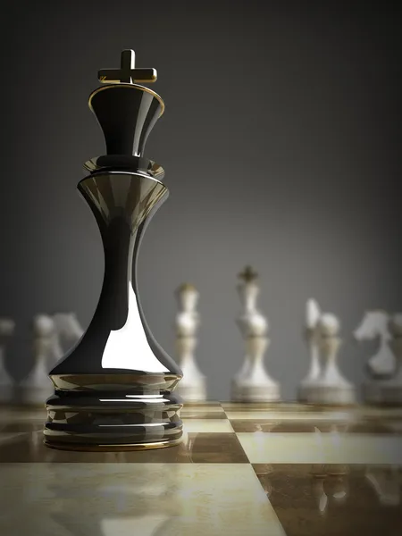 Černý šachový král 3d obrázek pozadí. — Stock fotografie