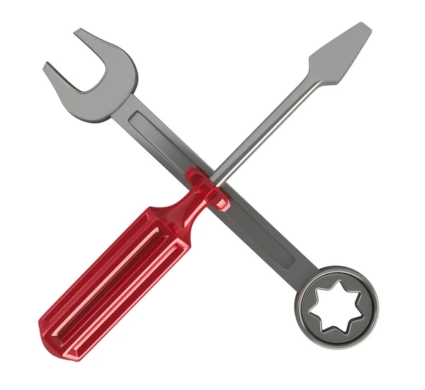 Śrubokręt i ikona klucza — Zdjęcie stockowe