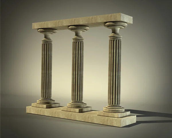Trois anciennes colonnes de marbre — Photo