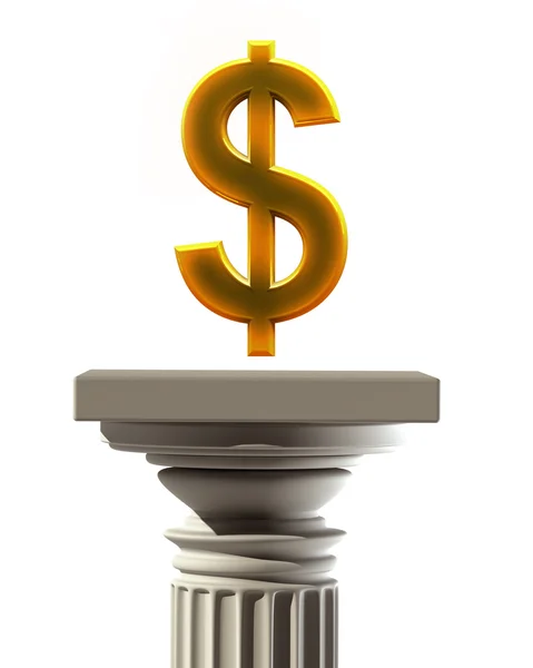 Pedestal de columna con símbolo del dólar estadounidense — Foto de Stock