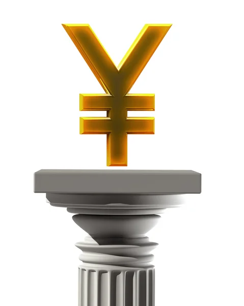 Pedestal de columna con símbolo de rupia india — Foto de Stock