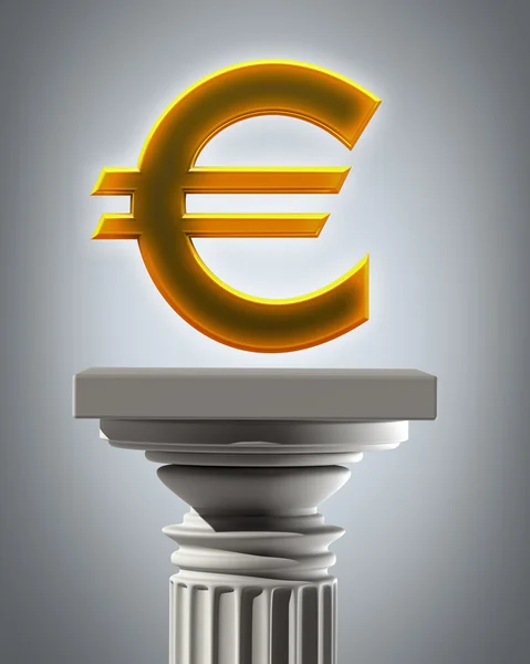 Pedestal de coluna com símbolo Euro — Fotografia de Stock