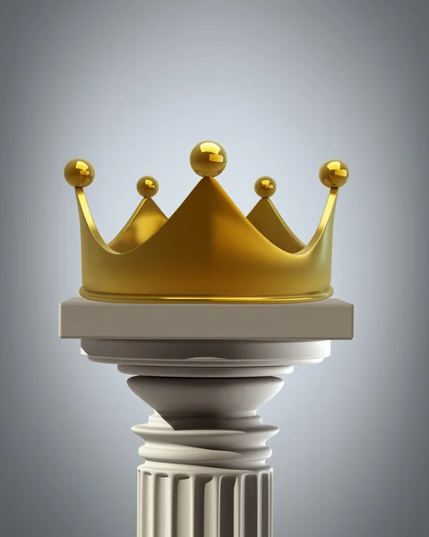Pedestal de columna con corona dorada — Foto de Stock