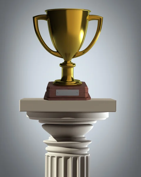 Pedestal de columna con trofeo dorado —  Fotos de Stock