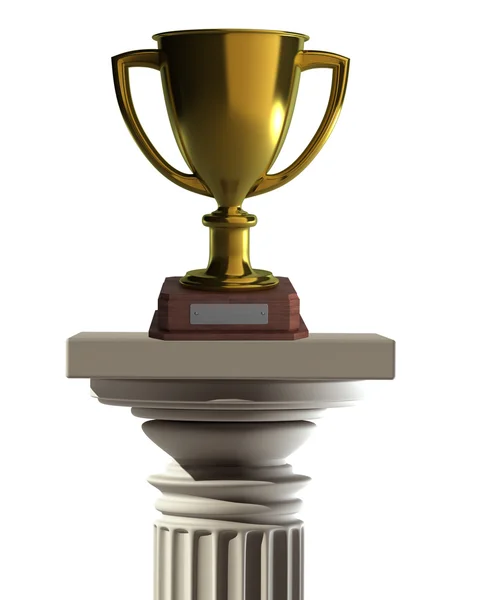 Column Pedestal with golden trophy — Stock Photo, Image