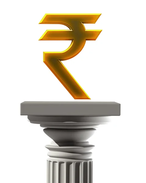 Column Pedestal with Indian rupee symbol — Stock Photo, Image