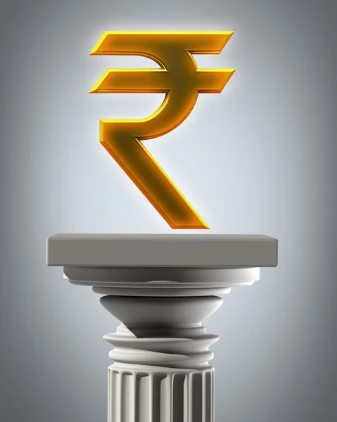 Column Pedestal with Indian rupee symbol — Stock Photo, Image