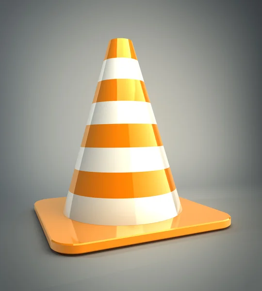 Orange highway traffic cone with white stripes — Stock Photo, Image