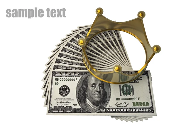 Concept golden crown and dollars — Stock Photo, Image