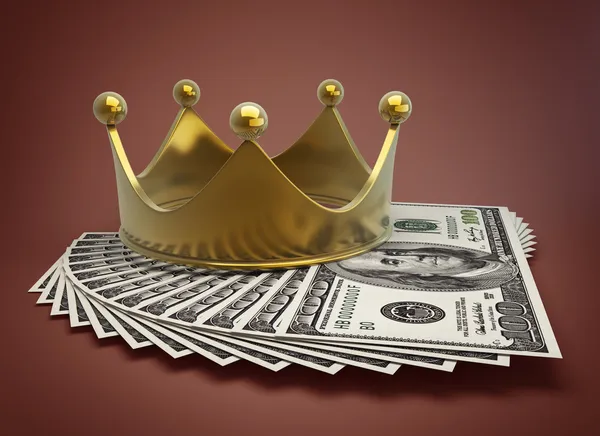 Concept golden crown and dollars — Stock Photo, Image