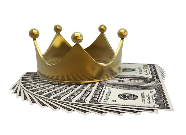 Concept golden crown and dollars — Stock Photo, Image
