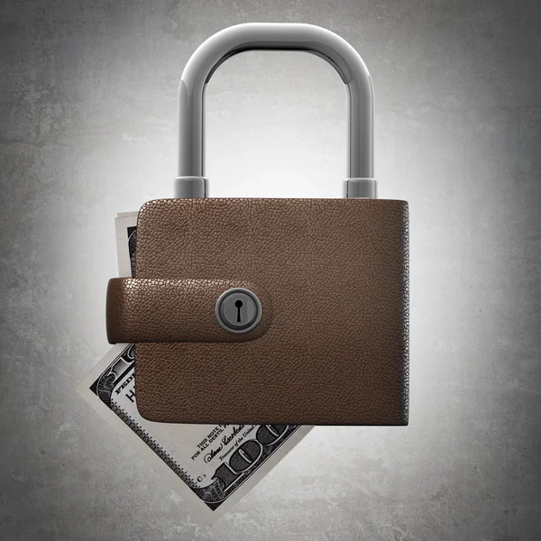 Concept. Wallet on lock. — Stock Photo, Image