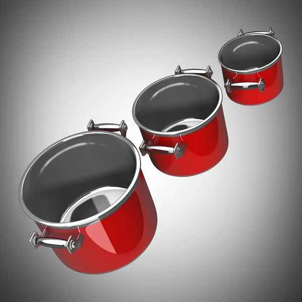 Três Red Pan. Alta resolução . — Fotografia de Stock