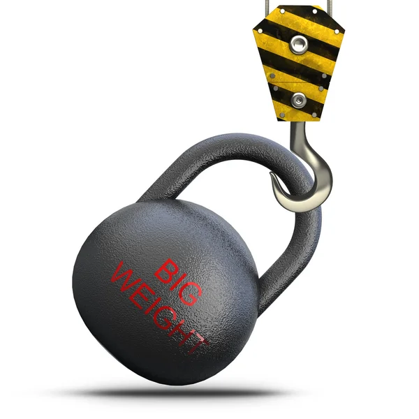 Yellow crane hook lifting Dumbbell Weights — Stock Photo, Image
