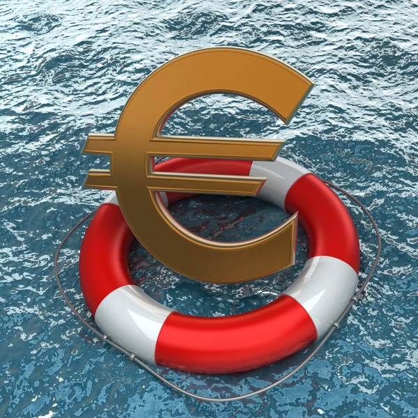 iş kavramı kırmızı hayat şamandıra su euro simgesiyle