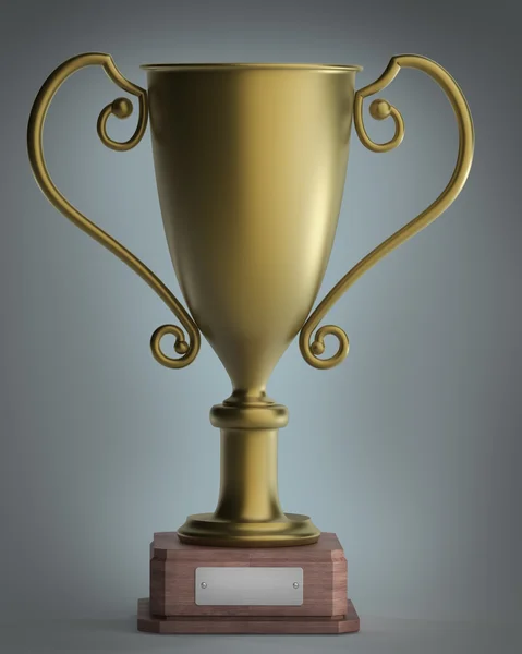 3D illustration of Front view of a golden trophy — Stock Photo, Image