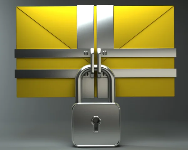 Yellow mail and lock — Stock Photo, Image