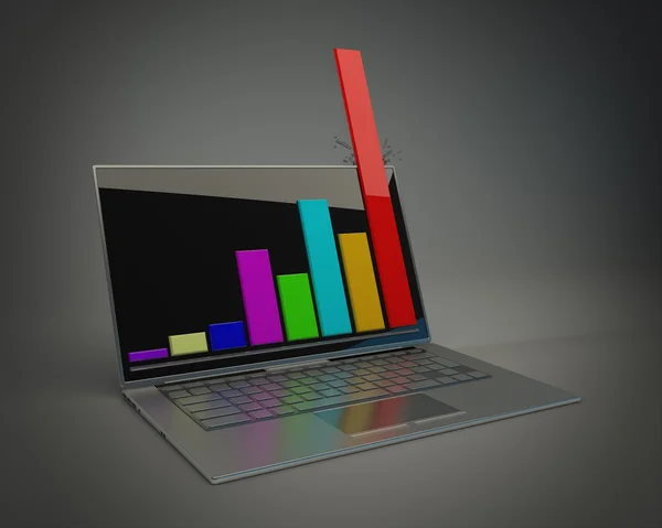 3d rendering of a laptop showing a spreadsheet — Stock Photo, Image