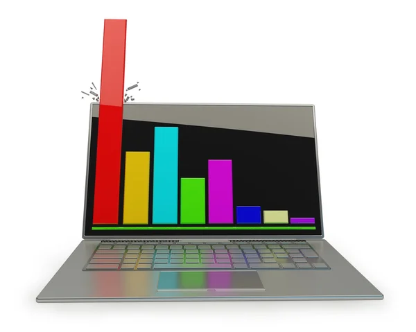 Vykreslování 3D laptop ukazuje tabulka — Stock fotografie