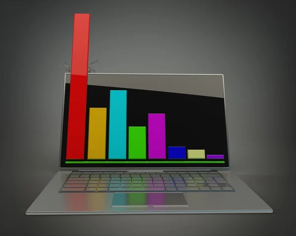 3d rendering of a laptop showing a spreadsheet — Stock Photo, Image