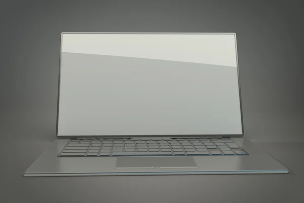 3d rendering of a laptop with gray screen — Stock Photo, Image