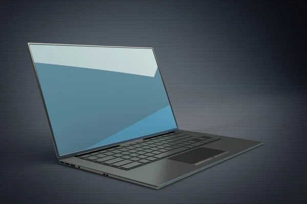 3d rendering of a laptop with blue graphics — Stock Photo, Image