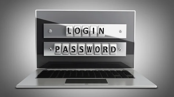 Laptop with steel security password — Stock Photo, Image