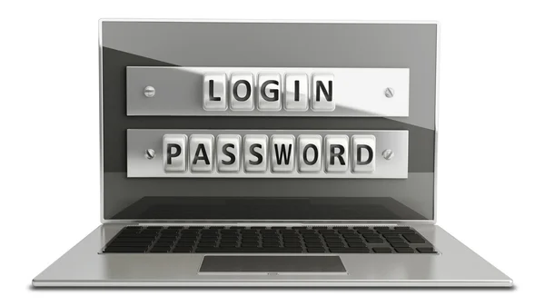 Laptop with steel security password — Stock Photo, Image