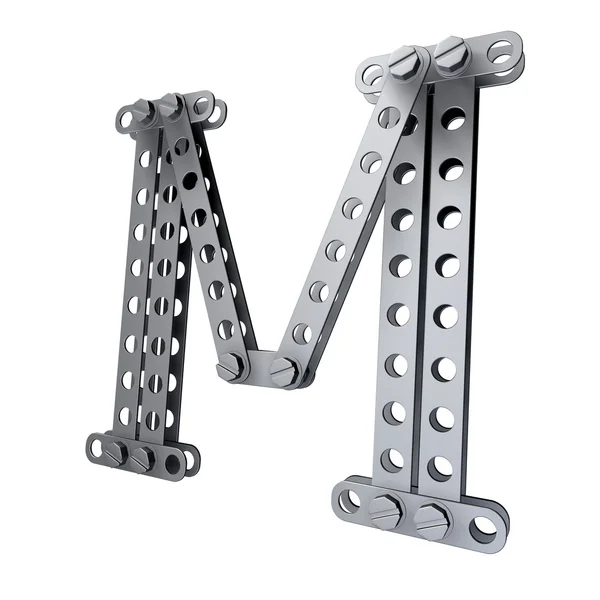 Metallic letter (M) with rivets and screws — Stock Photo, Image