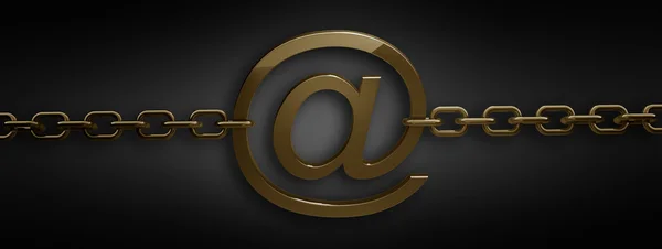 Símbolo de email com cadeia — Fotografia de Stock