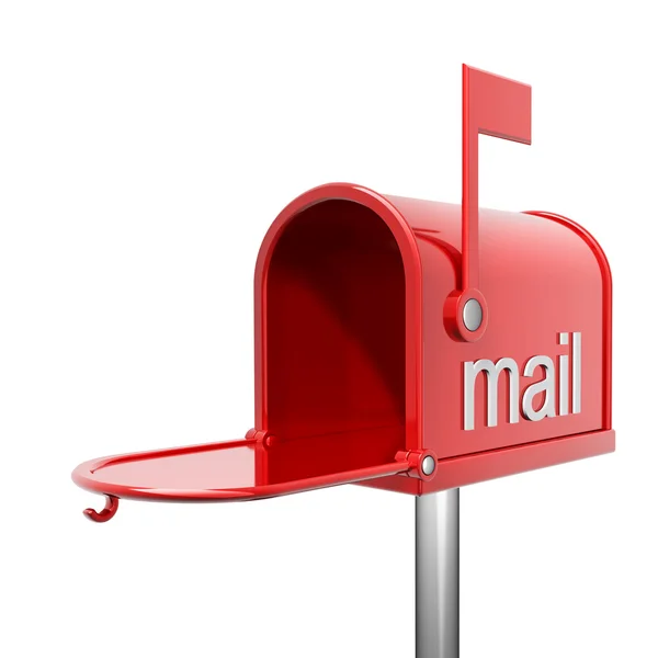 Открытый красный почтовый ящик — стоковое фото