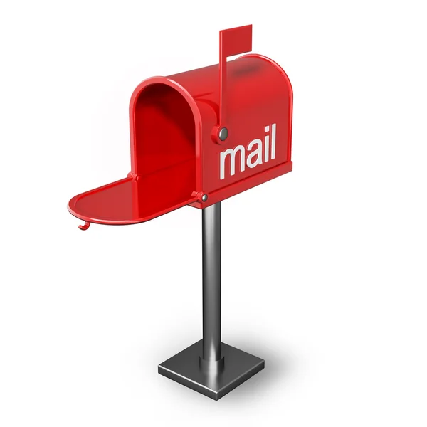 Caixa de correio vermelha aberta — Fotografia de Stock