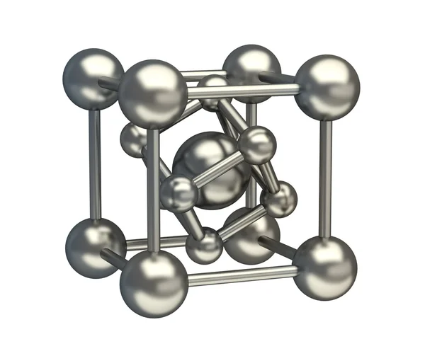 3D-подібна структура срібних глянцевих молекул — стокове фото