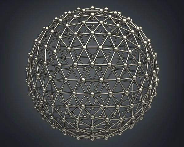 Structure de molécules brillantes en argent rendu 3D — Photo