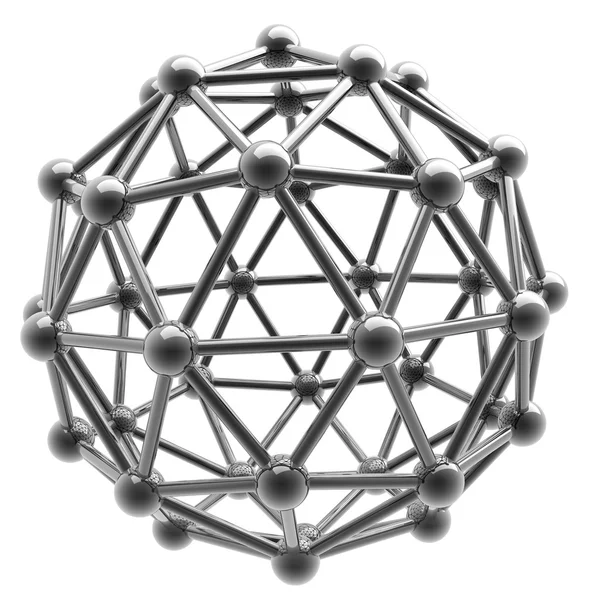 3D-подібна структура срібних глянцевих молекул — стокове фото