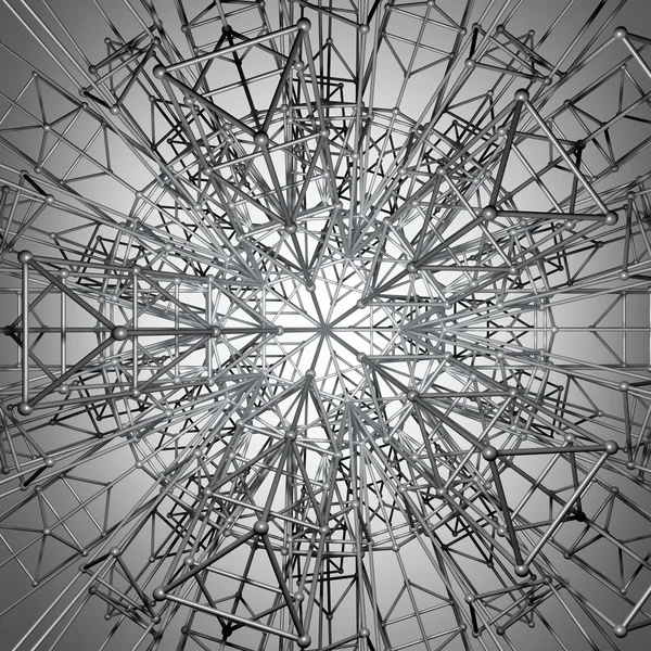 3D render gümüş parlak molekül yapısı