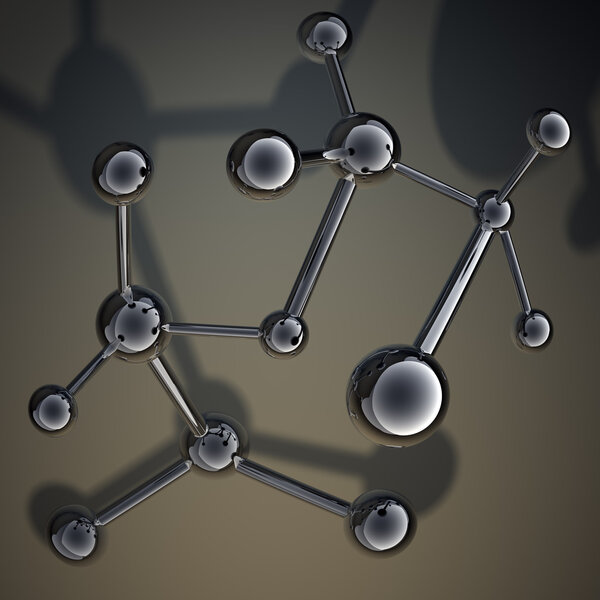 simple steel molecular structure on background 3D