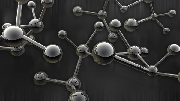 Simple steel molecular structure on background 3D — Stock Photo, Image