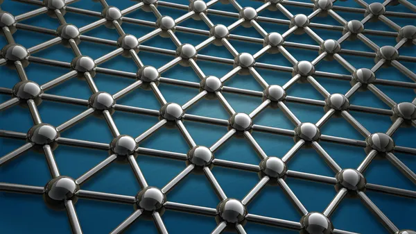 basit çelik moleküler yapısı üzerinde mavi arka plan 3d
