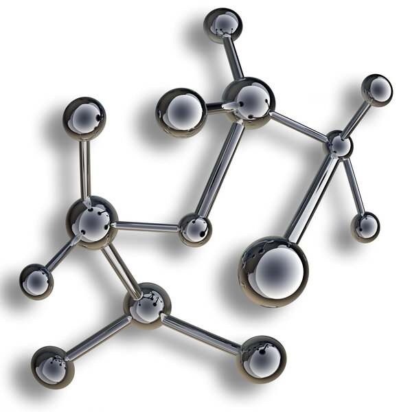 simple steel molecular structure on white background 3D