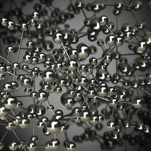 Abstract background. silver glossy molecules structure — Stock Photo, Image