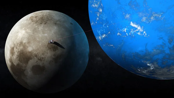 Büyük uydu yemekleri anten ile moon — Stok fotoğraf