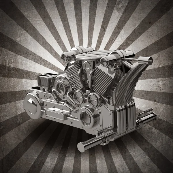 Хромированный мотоциклетный двигатель сепия тонированный винтажный фон — стоковое фото