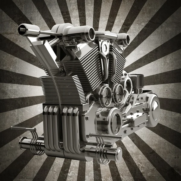 Chromed motorcycle engine sepia toned vintage background — Stock Photo, Image