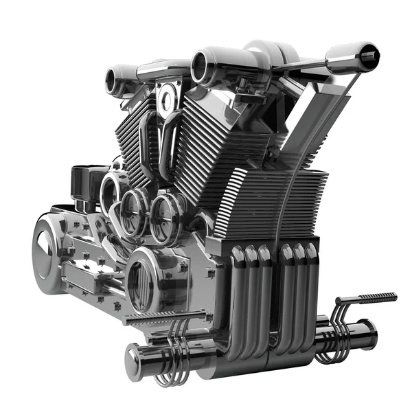 クローム メッキのオートバイ エンジン — ストック写真