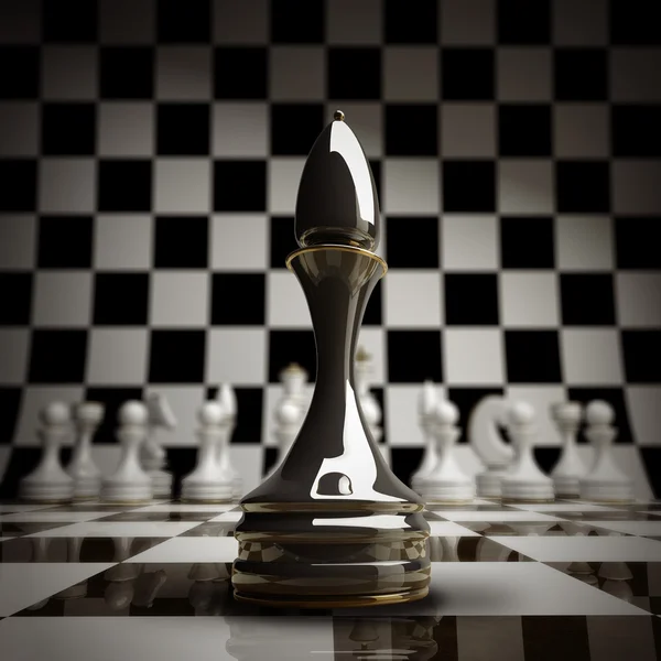 Closeup Black chess officer — Stock Photo, Image